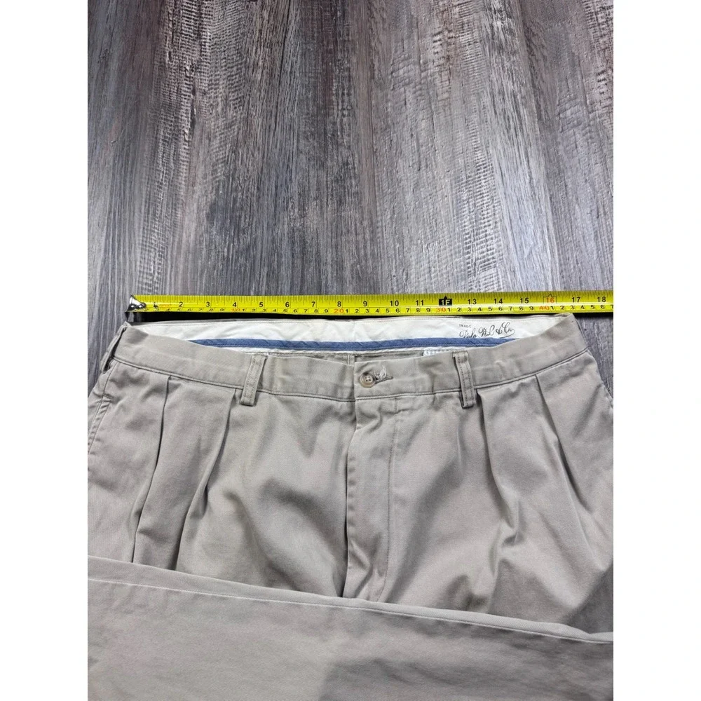 Polo Ralph Lauren Mens 36x32 Classic Fit Pleated Chino Pants Khaki Tan Cotton